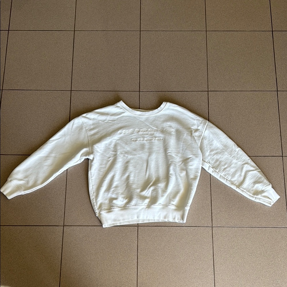 Zara Off-White Ribbed Collar Top